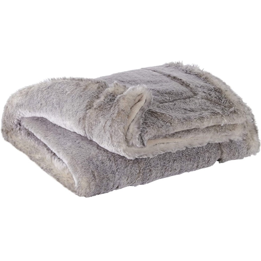 Signature Design by Ashley Faux Fur Raegan Throw Blanket, 50 x 60 Inches, Gray